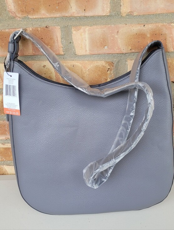 Vera Bradley Handbags - Vera Bradley Hobo Crossbody In Faux Leather Quiet Shade Gray